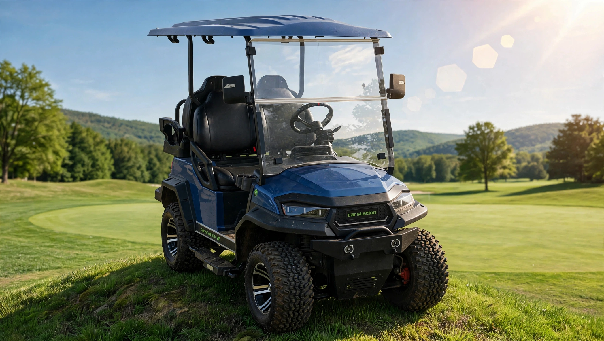 Big Foot em acabamento azul, num campo de golfe